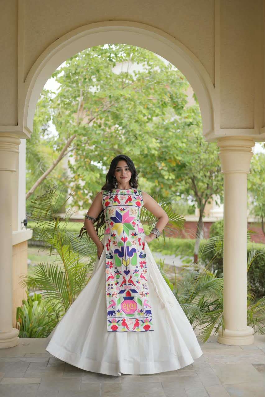 NAVRATRI COLLECTIONS WEAR LEHENGA CHOLI WITH NEW STYLE MADE OF CORA COTTON FABRIC 7188