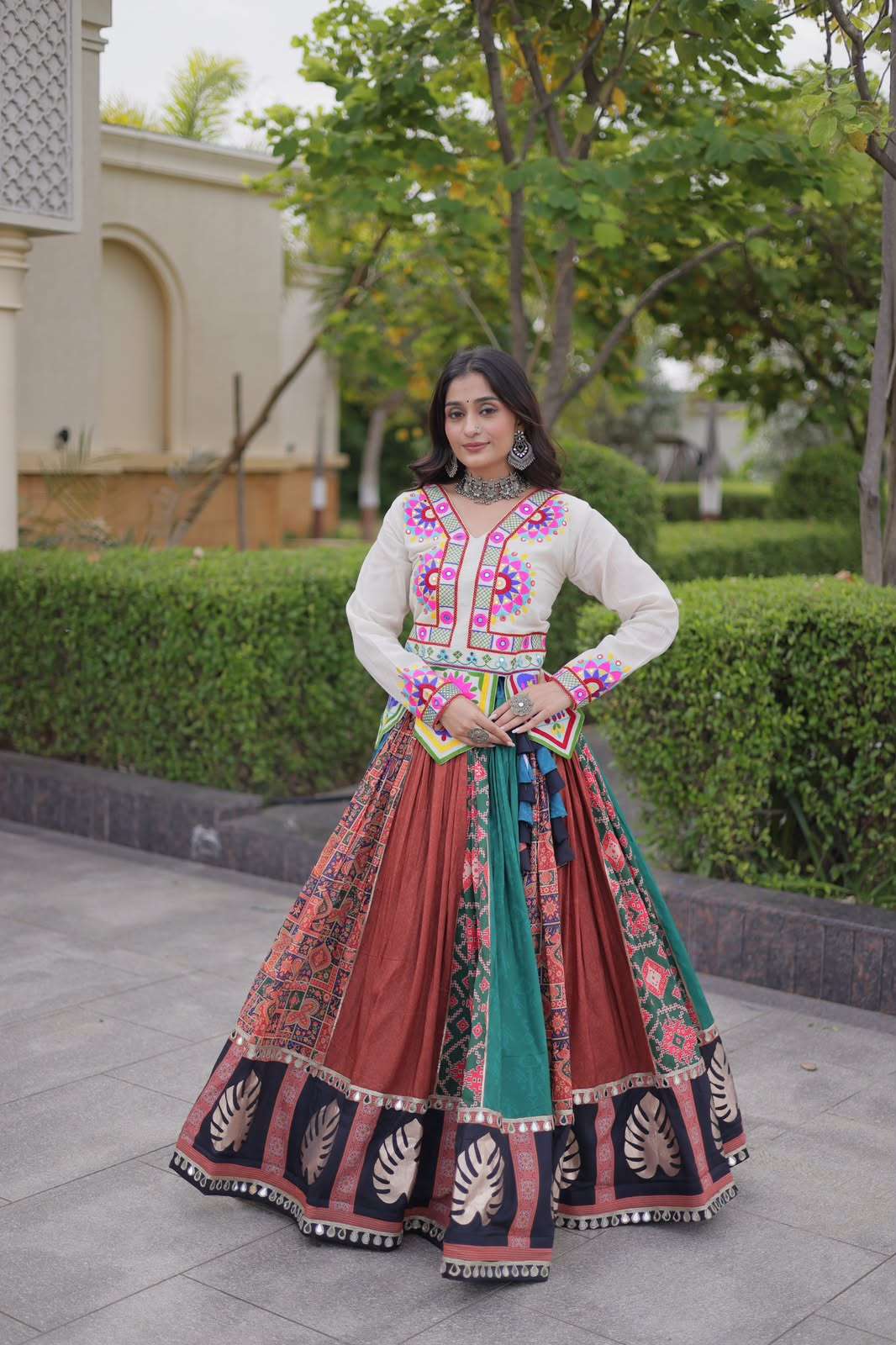 NAVRATRI THAT GIVE ENERGY TO GARBA DANCE COTTON PRINTED CANIYA CHOLI WHOLESALE IN SURAT 7187