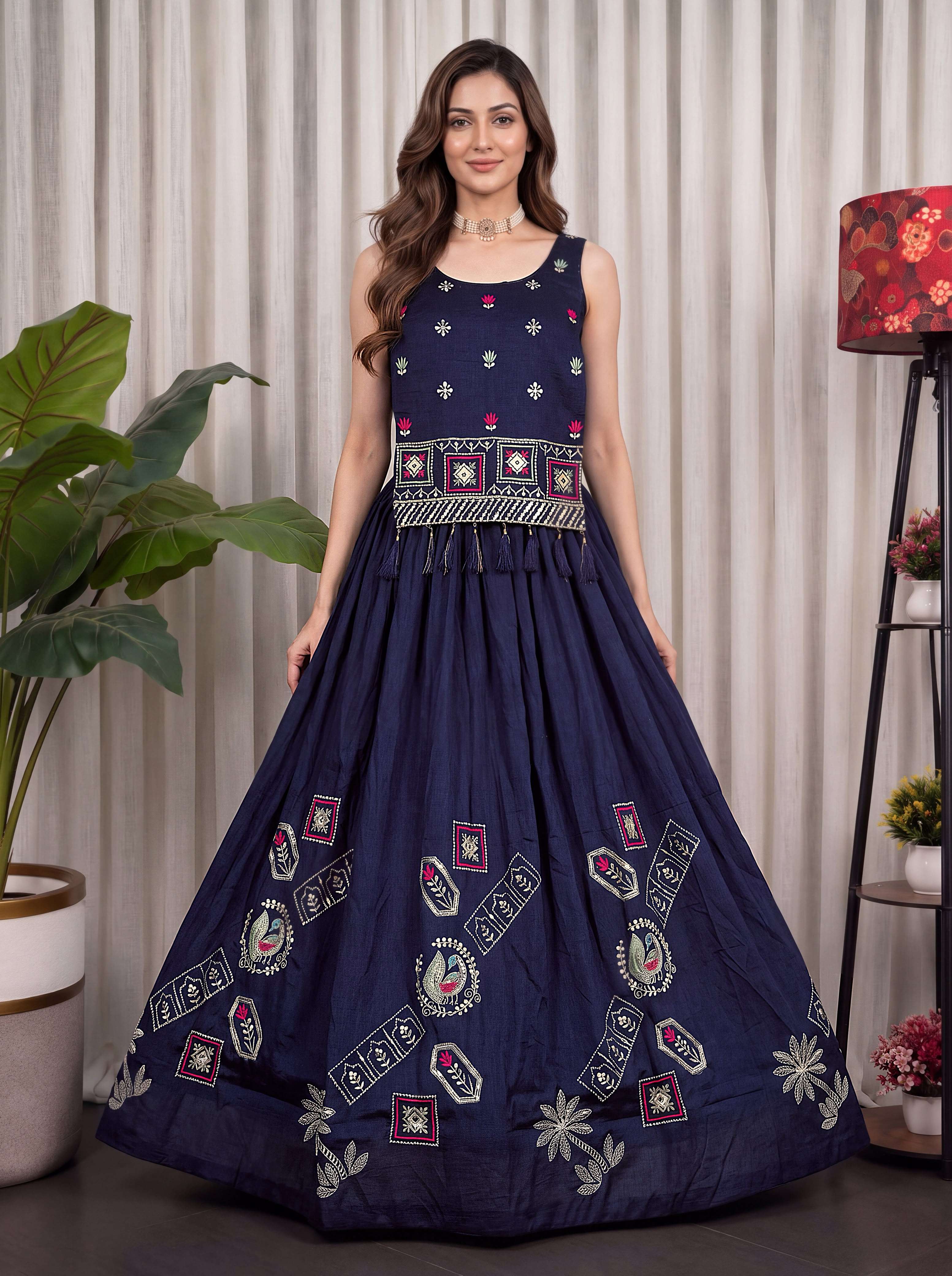 Navratri wear chaniya choli Heavy Vichitra silk fancy and b...