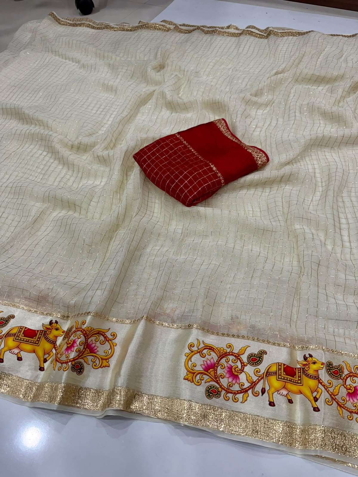 New Arrivals Viscose Georgette Saree Digital Embroidery work on saree wholesale in surat