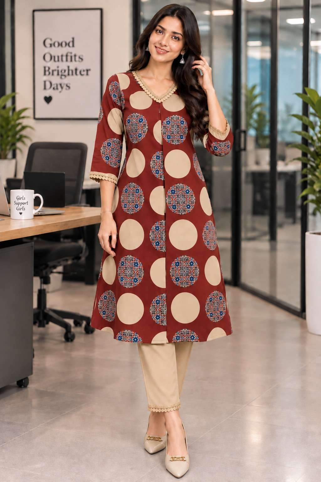 NEW DESIGNER KURTI AND PANT LIKE CORD SET FOR OFFICE WEAR RE...