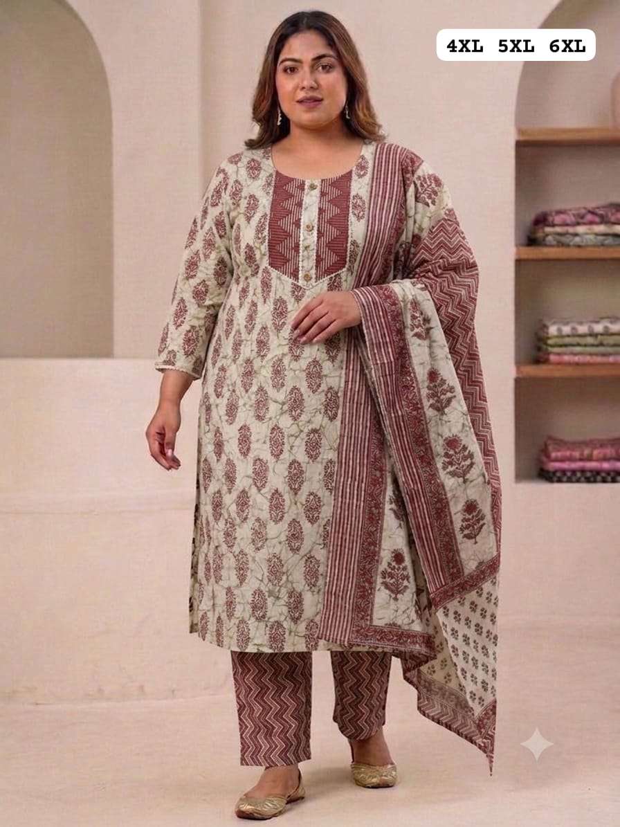NEW HEAVY KURTI PANT DUPATTA SET BIG SIZE WOMEN COTTON SUIT DAILY WEAR SUPPLIER