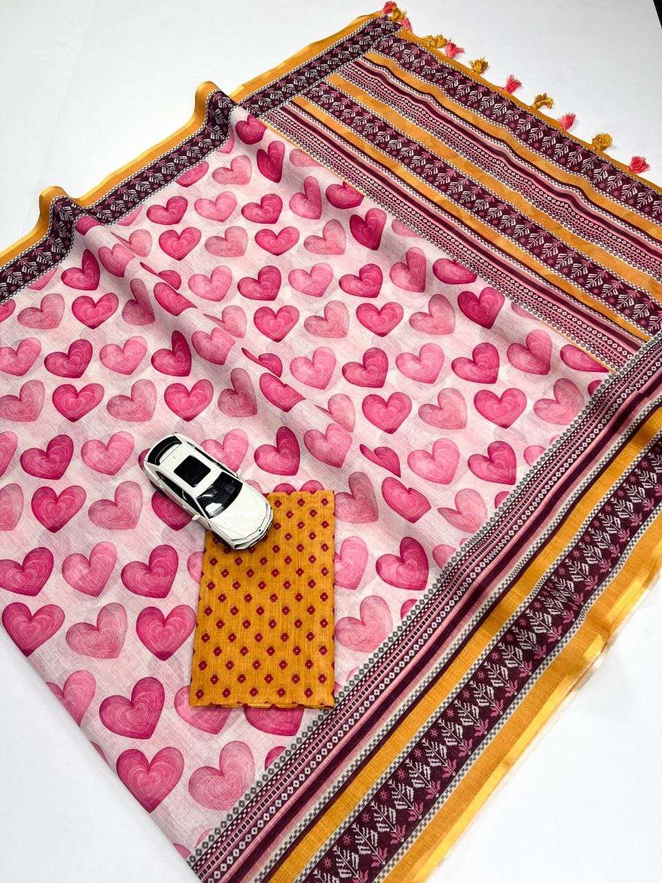 New Launch Plain Linen fancy fabric with beautiful Digital Print on saree wholesale in surat MG570