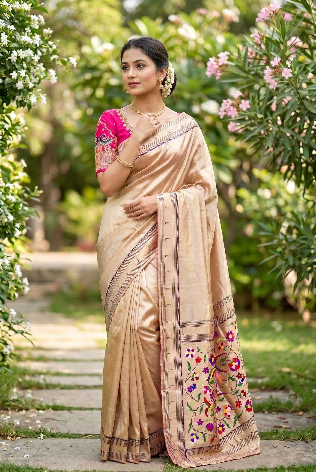   New Launch Soft Zari tissue and  Pethani silk fabric saree at the best rate parrot