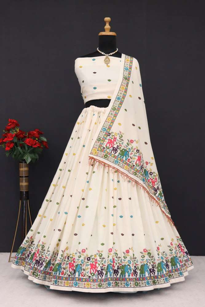New Launching beautiful Digital Print on Muslin Cotton Lehenga Choli supplier in surat 299