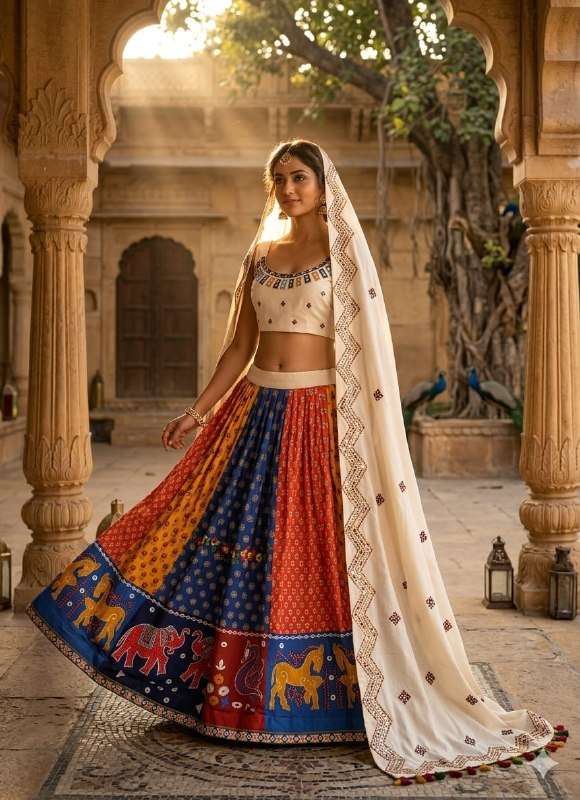 New navratri Launching with beautiful Digital Print on Muslin Cotton fabric Lehenga Choli wholesale in surat 32