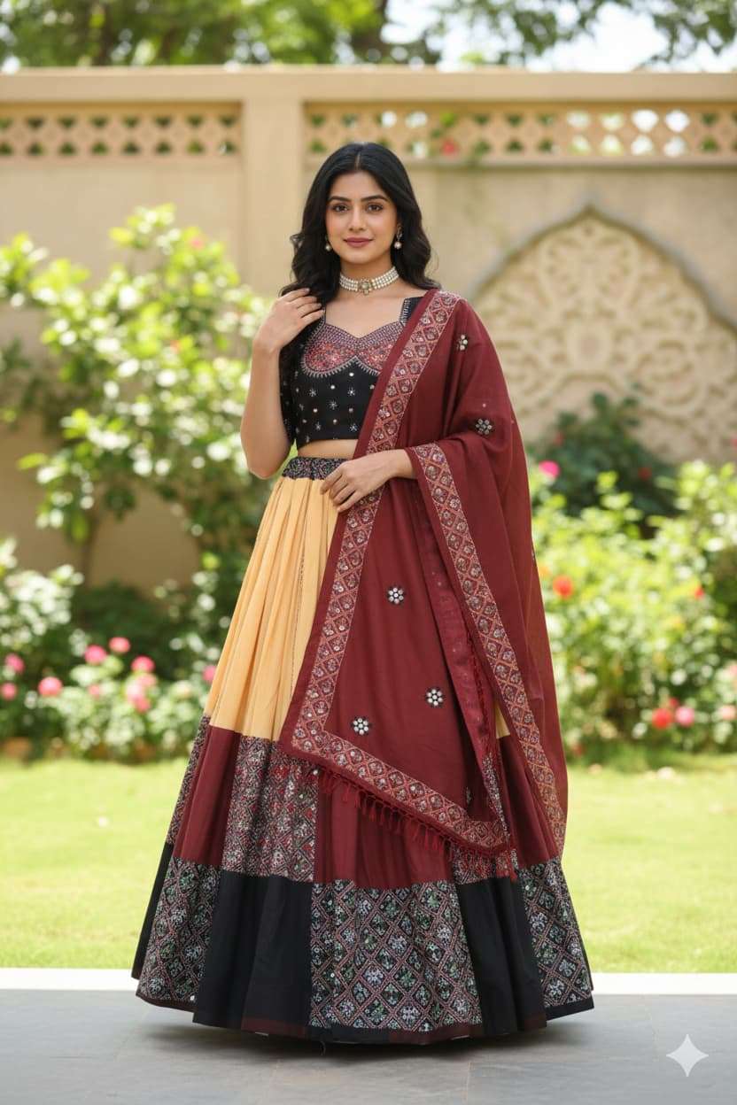 New navratri wear Digital Print Muslin fancy fabric Lehenga Choli reseller in surat 300