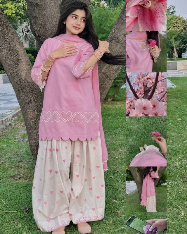 NF 1298 ATHENTIQ CLOTHING PINK FARSHI SALWAR SUIT FOR GIRL COLLEGE TRAVEL MORE BUY