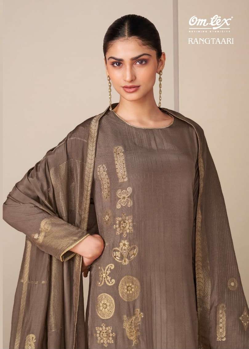 OMTEX RANGTAARI MUSLEEN JACQUARD WORK SALWAR KAMEEZ FESTIVAL NEW WHOLESALER 