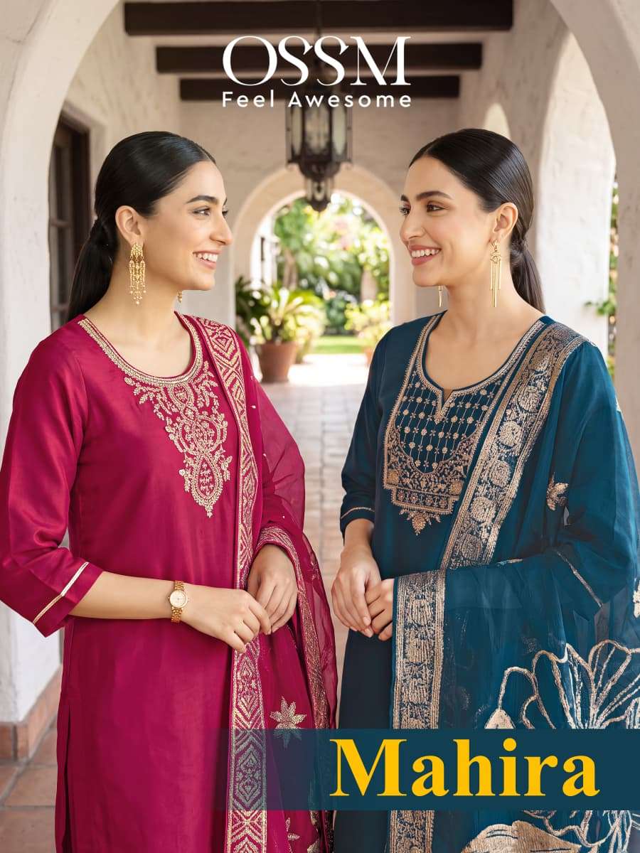 OSSM MAHIRA VISCOSE ROMAN GLASS FANCY 3 PIECE COLLECTION BRAND OUTFIT ETHNIC SURAT BUY