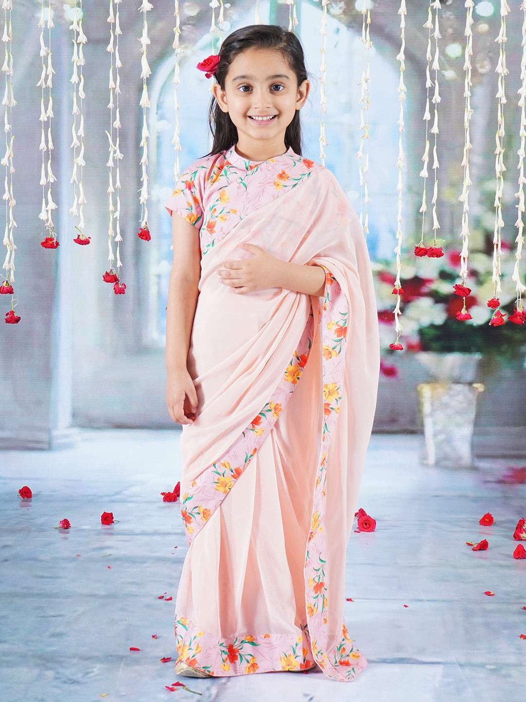  Our kids ready to wear sarees are ready in just 3 seconds super soft dola fancy fabric Saree wholesale in surat 009