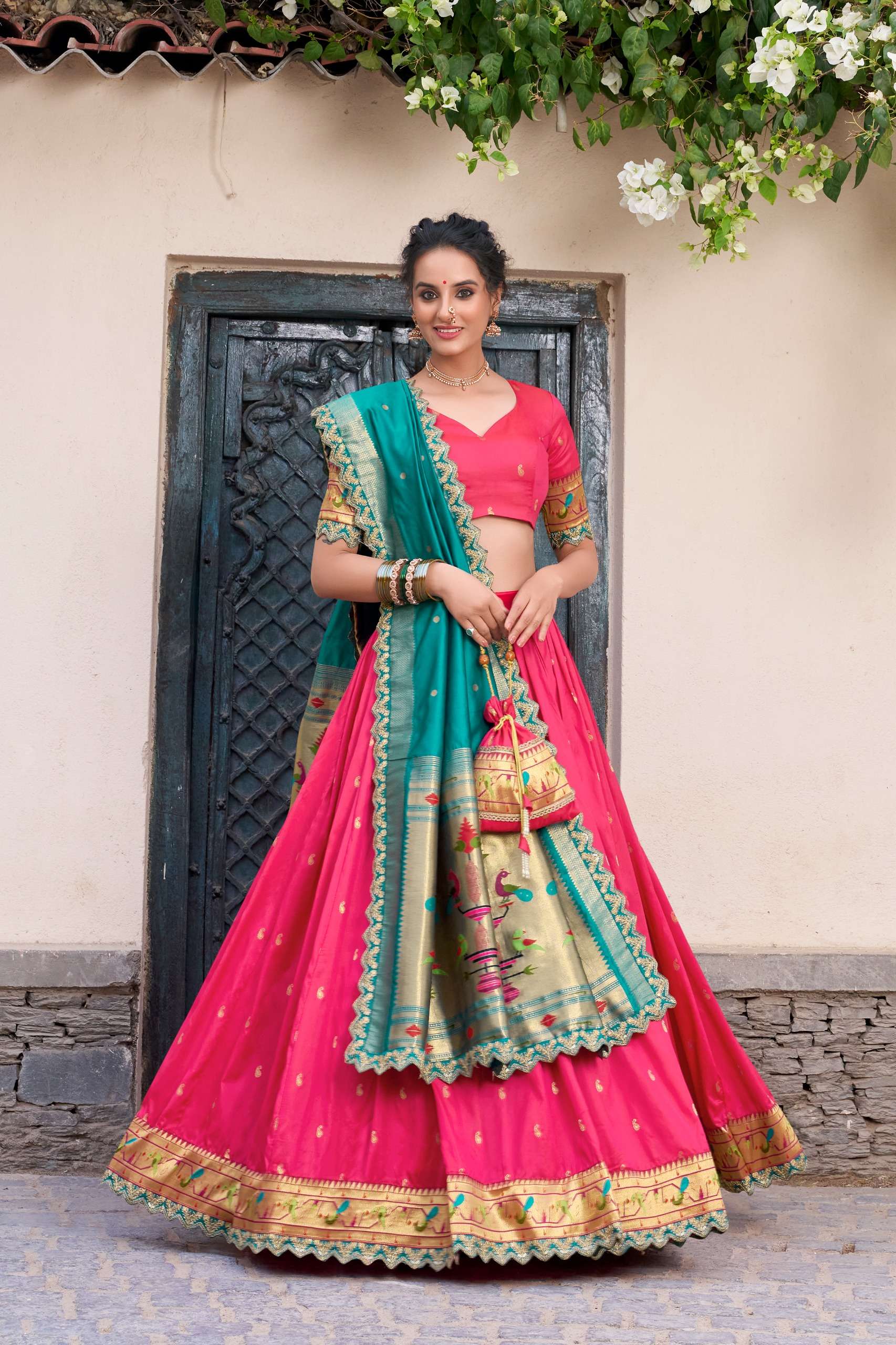 Paithani tradition collection made of Jacquard Silk fabric lehenga choli reseller in surat 2014 Srividya 