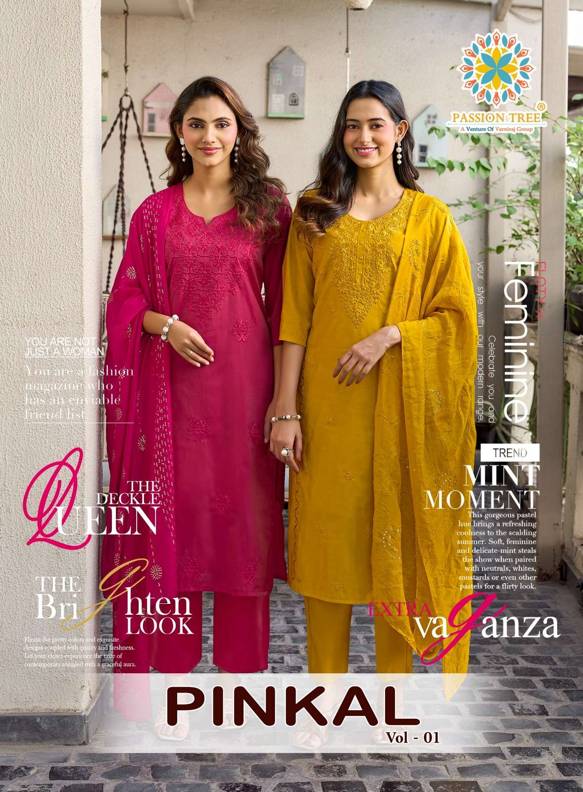 PASSION TREE PINKAL VOL 1 ROMAN SHIMMER WITH INNER KURTIS  PENT WITH DUPATTA SUPPLIER SET