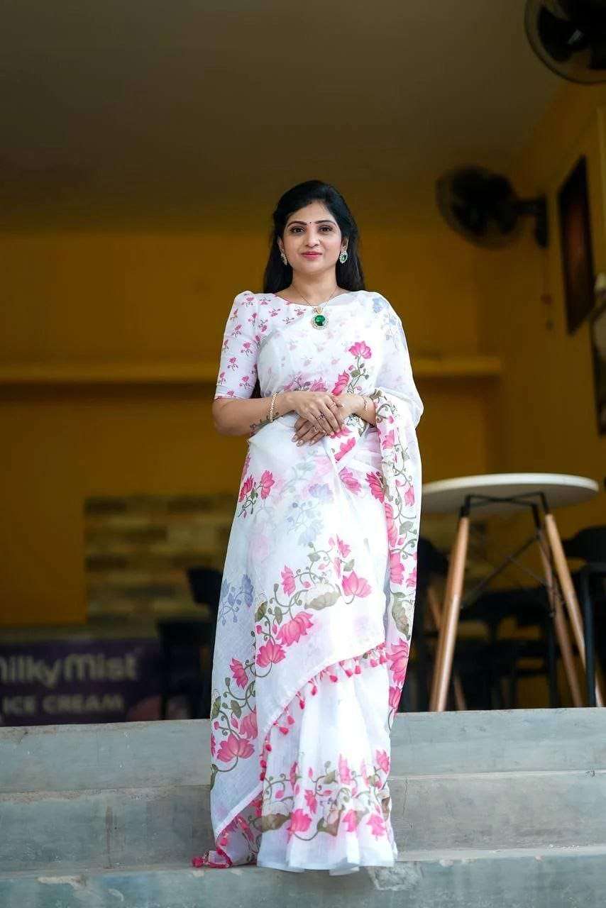  Plain Linen fancy and beautiful fabric saree wholesale in surat MG509
