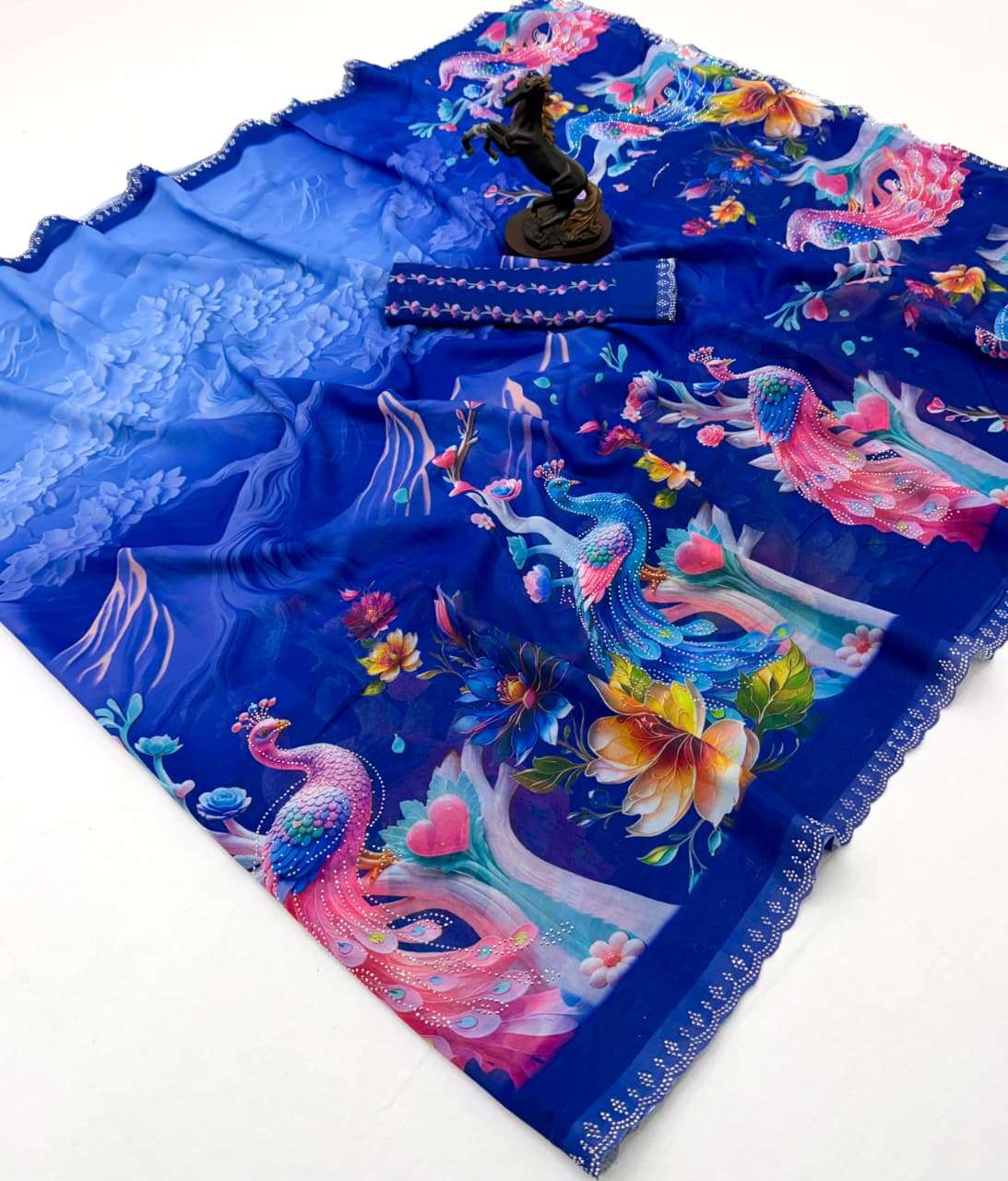 Premium and beautiful flower Digital Print on Georgette fabric Saree Wholesale in surat sam