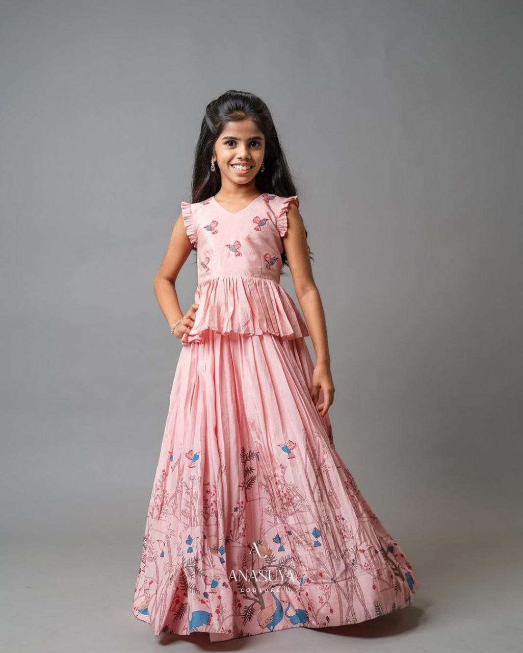 Presenting our Beautifully and soft printed Muslin Fabric kids wear lehenga choli wholesale in surat