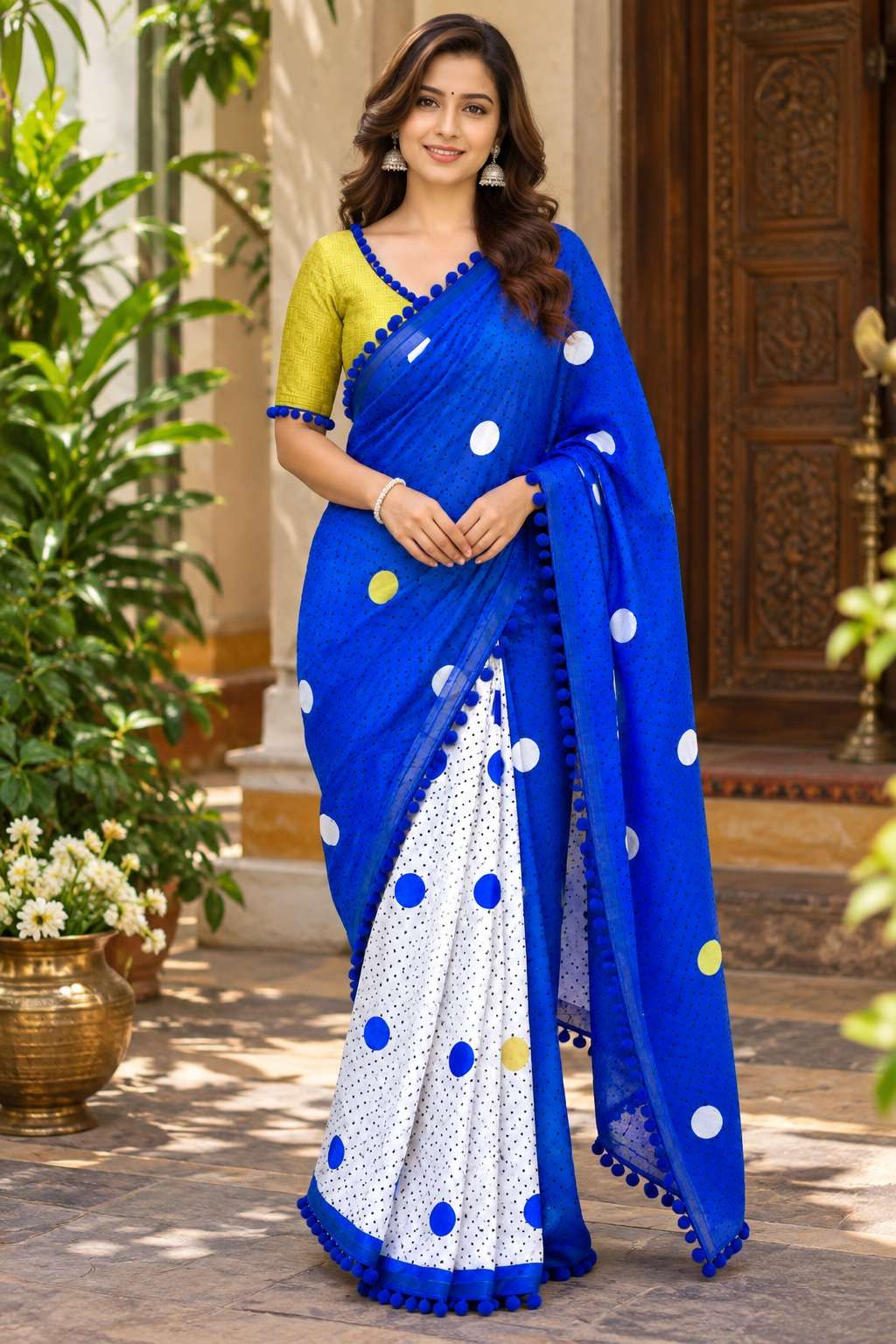 Pum Pum Fancy saree collection Mul Cotton With Pum Pum on Lace saree wholesale in surat