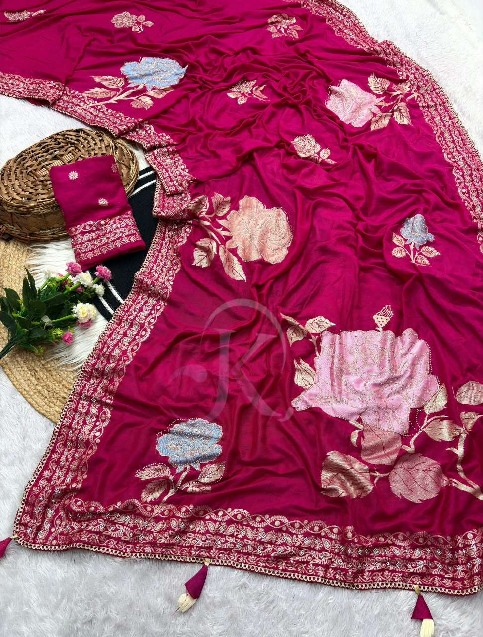 PURE AND SOFT DOLA VISCOSE FANCY FABRIC SAREE PARTY WEAR WHOLESALE IN SURAT 420