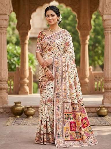 Pure and Soft Rajwadi and beautiful Pashmina Silk fancy fabric saree wholesale in surat