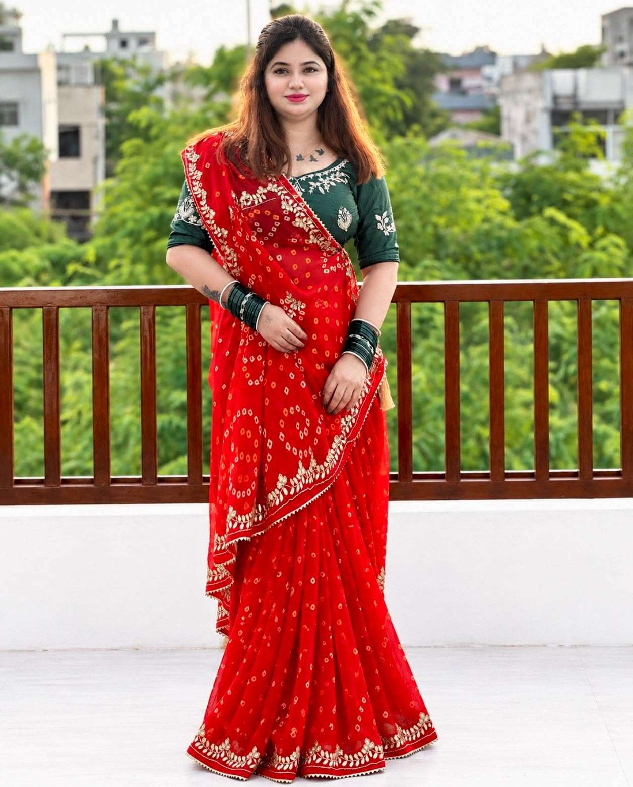 Pure beautiful Bandhani Handmade Saree Pure Georgette Bandhej Saree wholesale in surat 