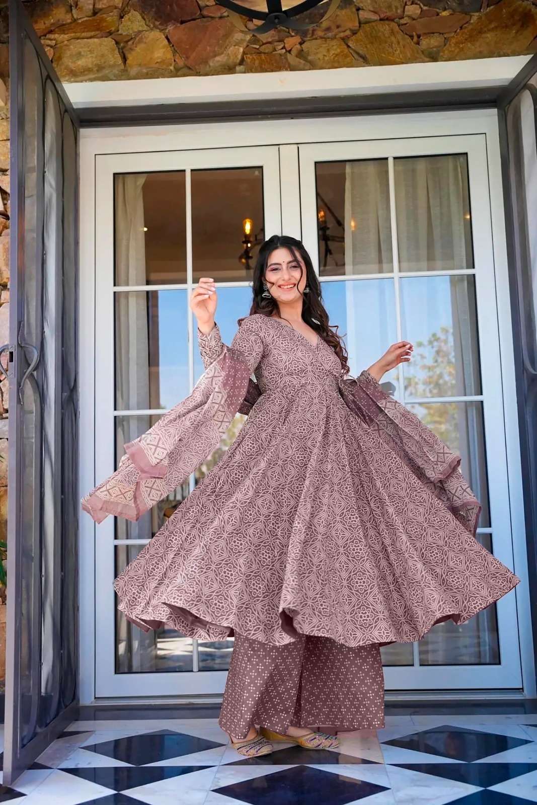 PURPLE CREATION CLORA VOL 3 PURE MASLIN ORINTED GHER KURTI S...