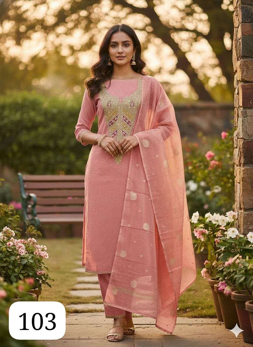 PURPLE CREATION RASHMI 101 TO 104 SANTOON READYMADE SUIT YOUNG GIRL WHOLESALER ONLINE