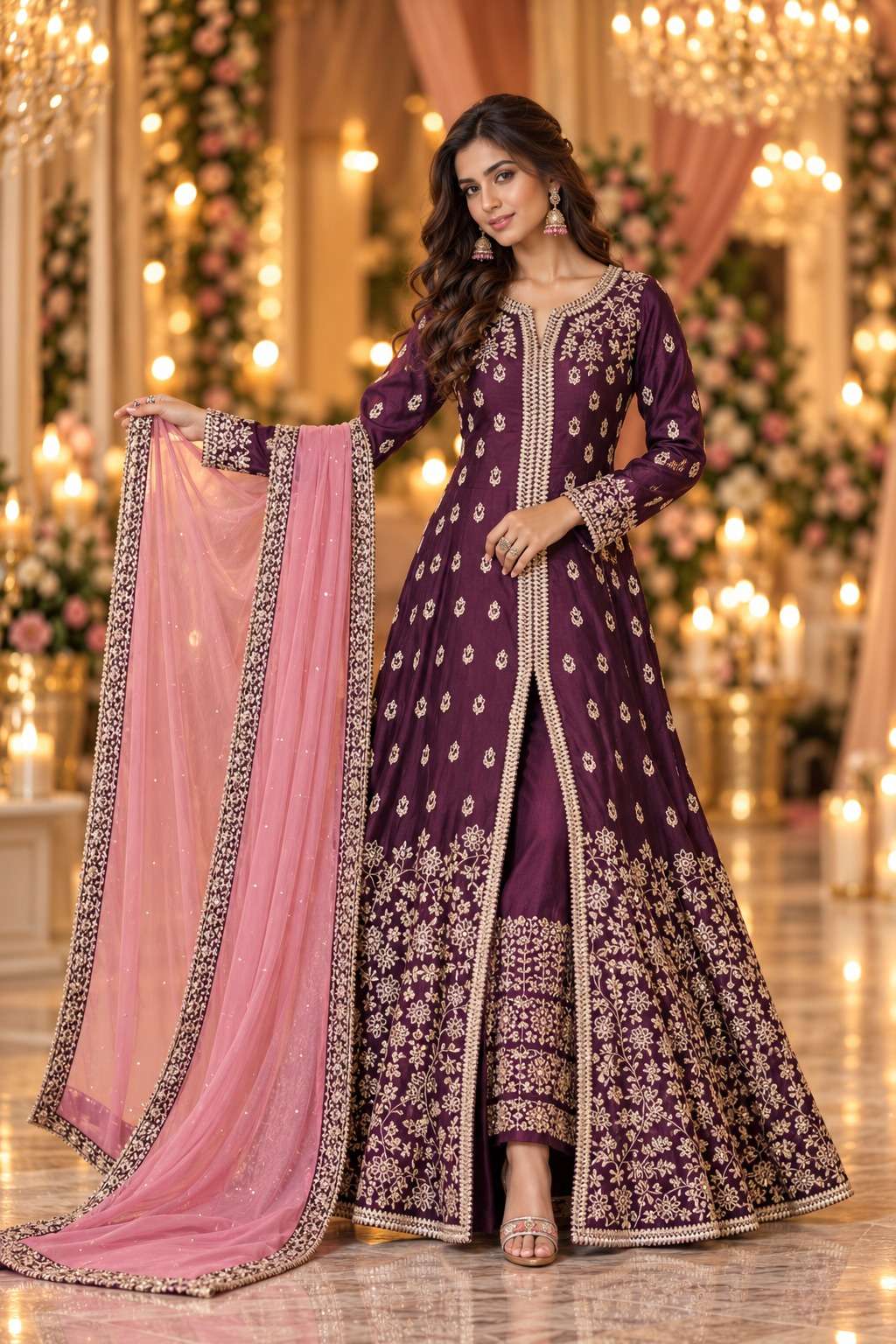 QTNESH 2163 TO 2164 ART SILK ANARKALI CUT GOWN SUIT HEAVY FO...
