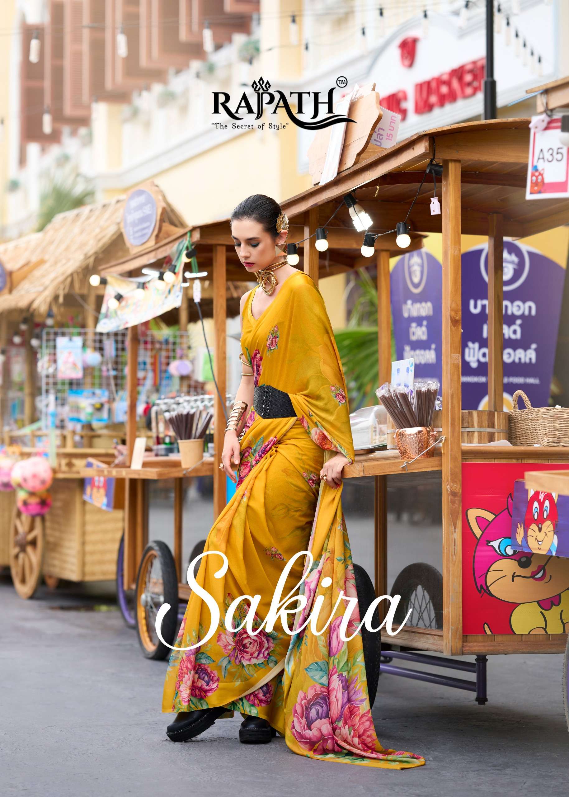 RajPath Fabrics The Sakira Pure and soft Georgette fabric Saree With Exclusive Print On saree wholesale in surat