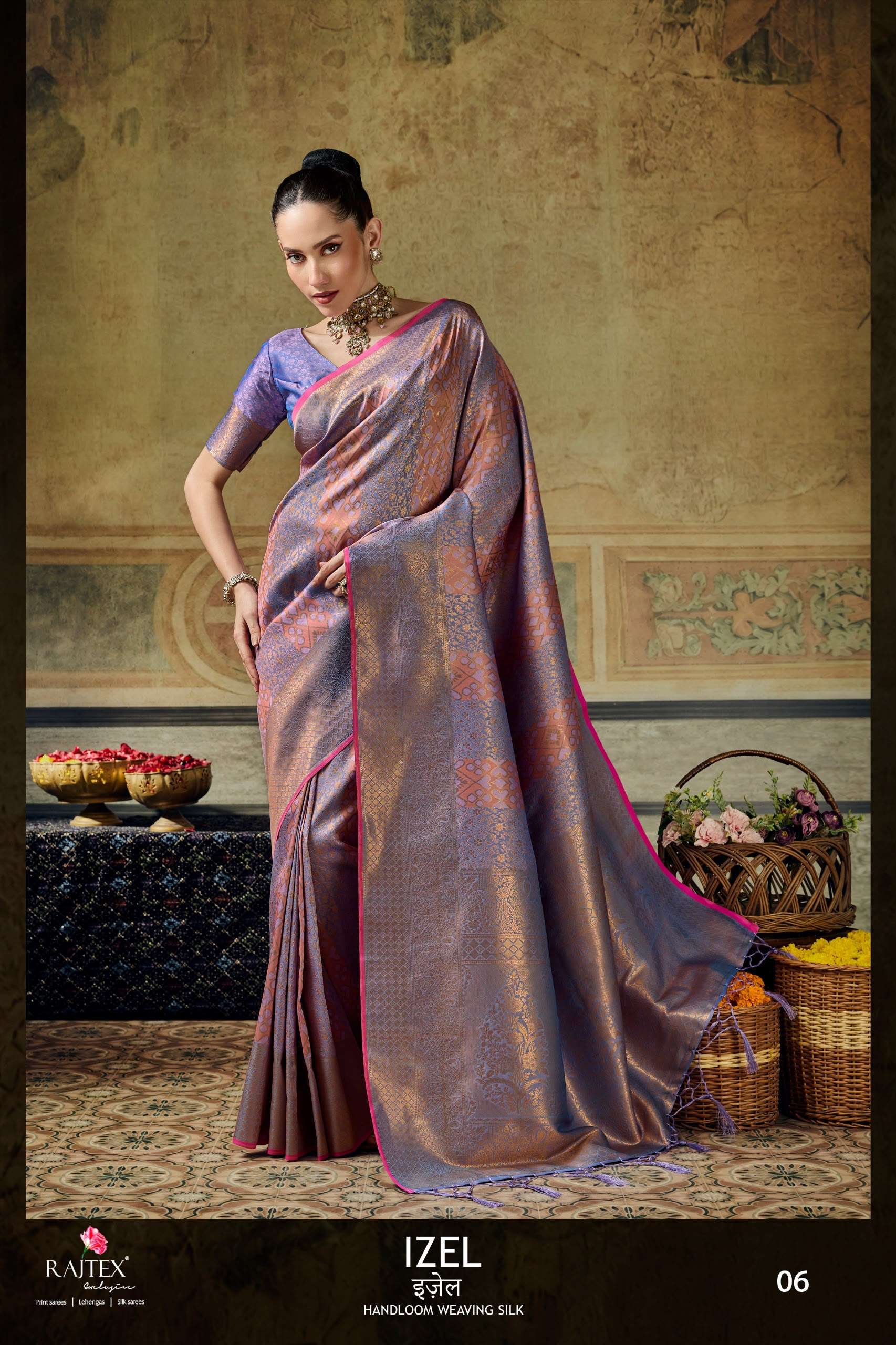 RAJTEX FABRICS IZEL HANDLOOM SILK FANCY FABRIC SAREE WHOLESALE IN SURAT