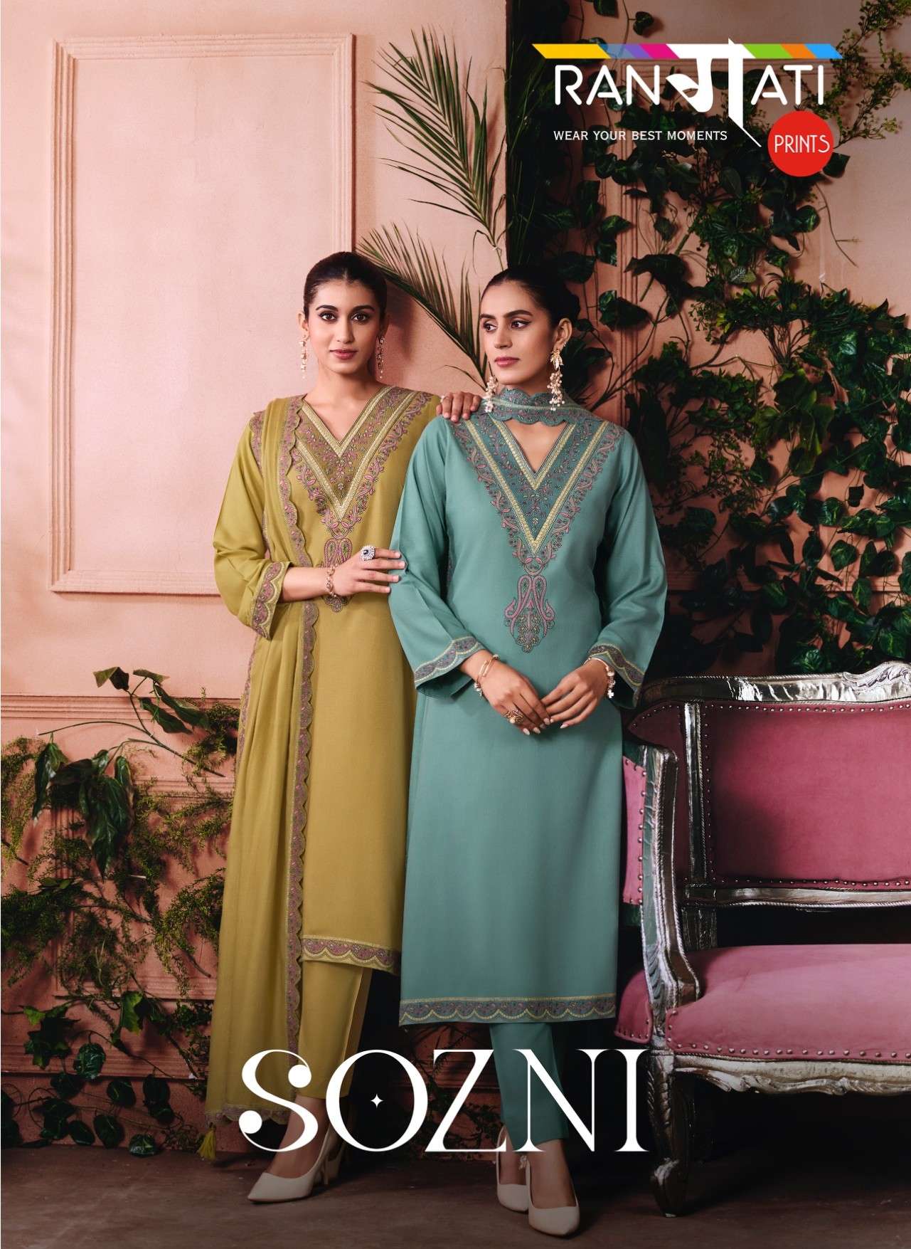 RANGATI PRINTS SOZNI WINTER COLLECTION PASHMINA WITH EMBROIDERY SUIT LADIES DEALER