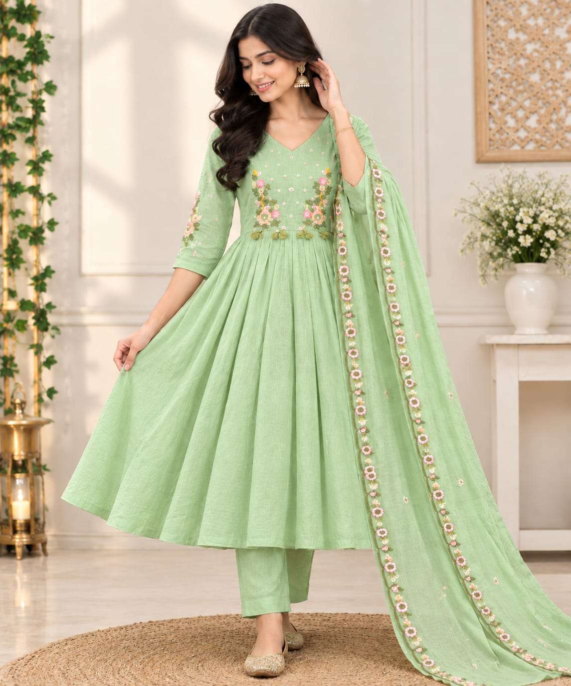 RANGOLI EXCLUSIVE NEW DESIGNER 3 PCS SUIT ANARKALI STYLE TRADITIONAL LOOK FESTIVAL INDIA 