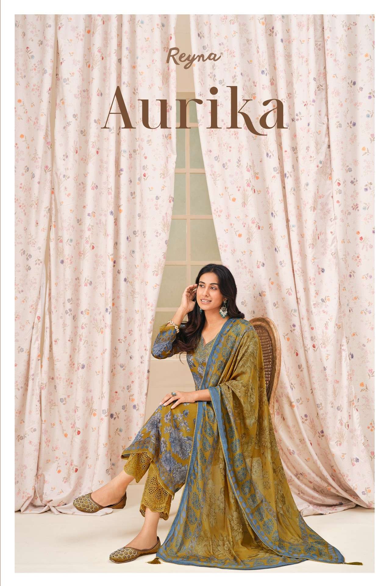 REYNA AURIKA PREMIUM CHINON FANCY FABRIC WITH BEAUTIFUL DIGITAL PRINT ON SALWAR KAMEEZ WHOLESALE IN SURAT