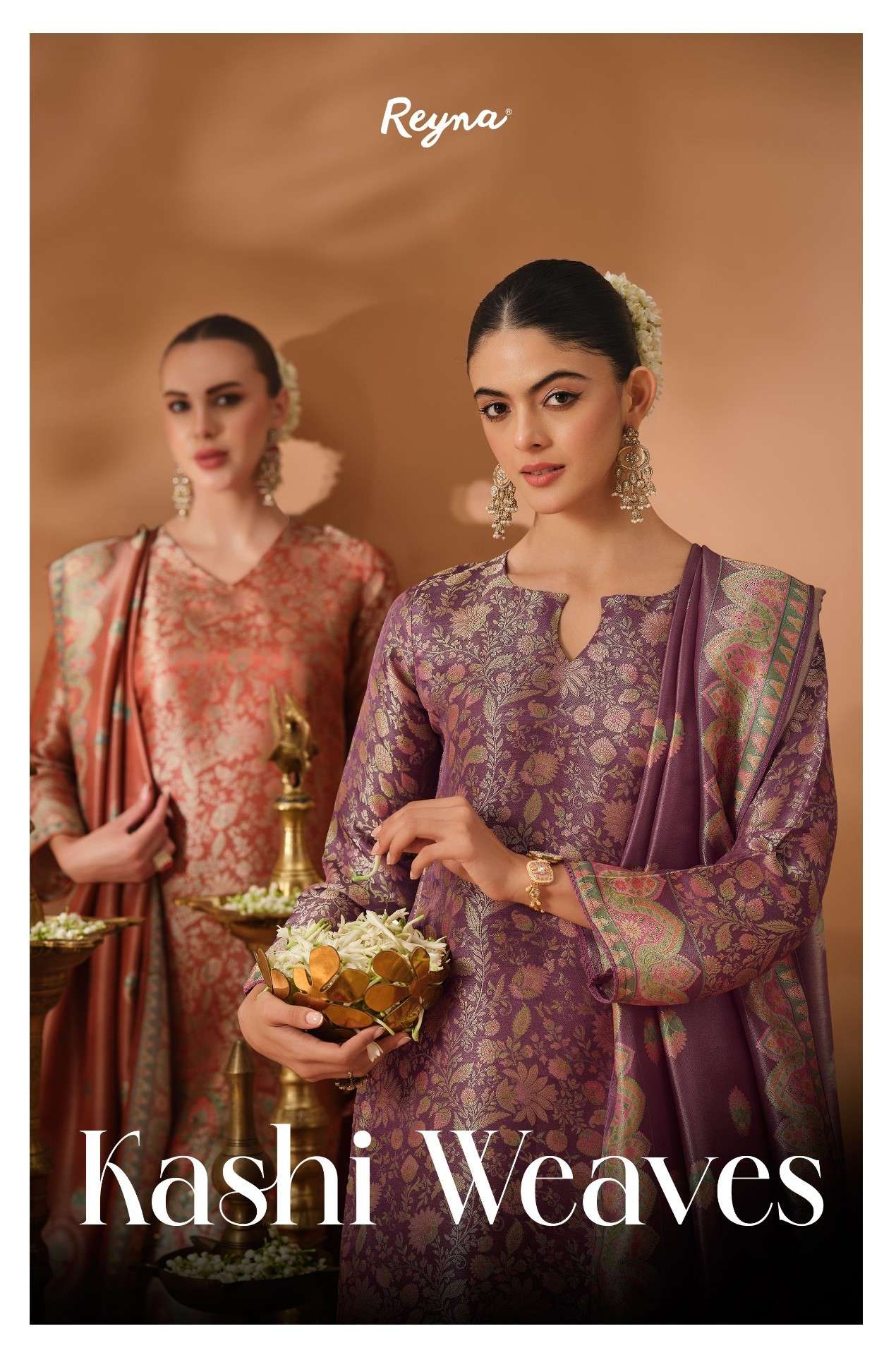 REYNA KASHI WEAVES KANJIVARAM SILK HANDWORK UNSTITCHED SALWAR SUIT WHOLESALER