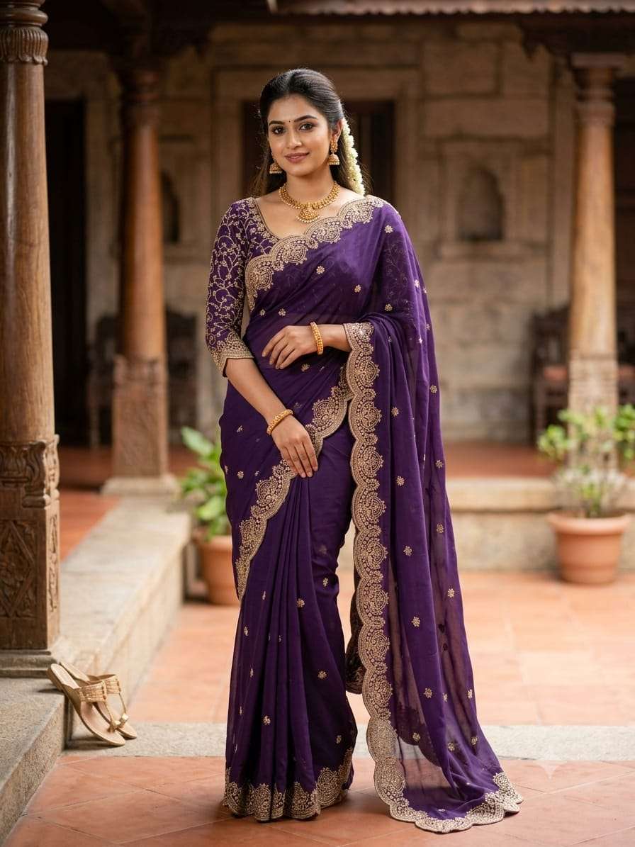 Ri carry New Arrivals Pure and Soft Star Georgette fabric Sa...
