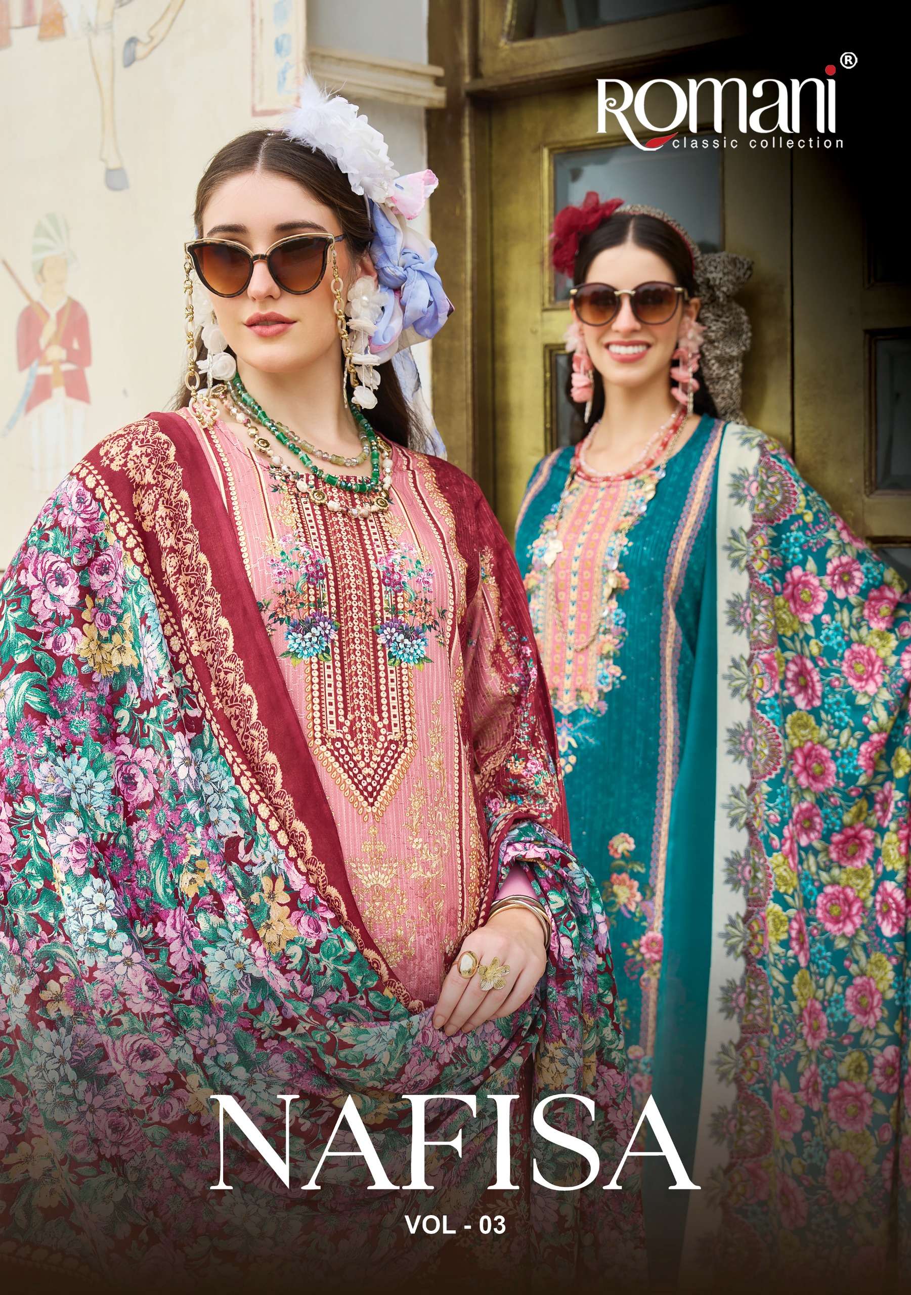 ROMANI NAFISA VOL 3 FESTIVAL COLLECTION SOFT COTTON FRONT AND BACK SALWAR SUIT RESELLER 