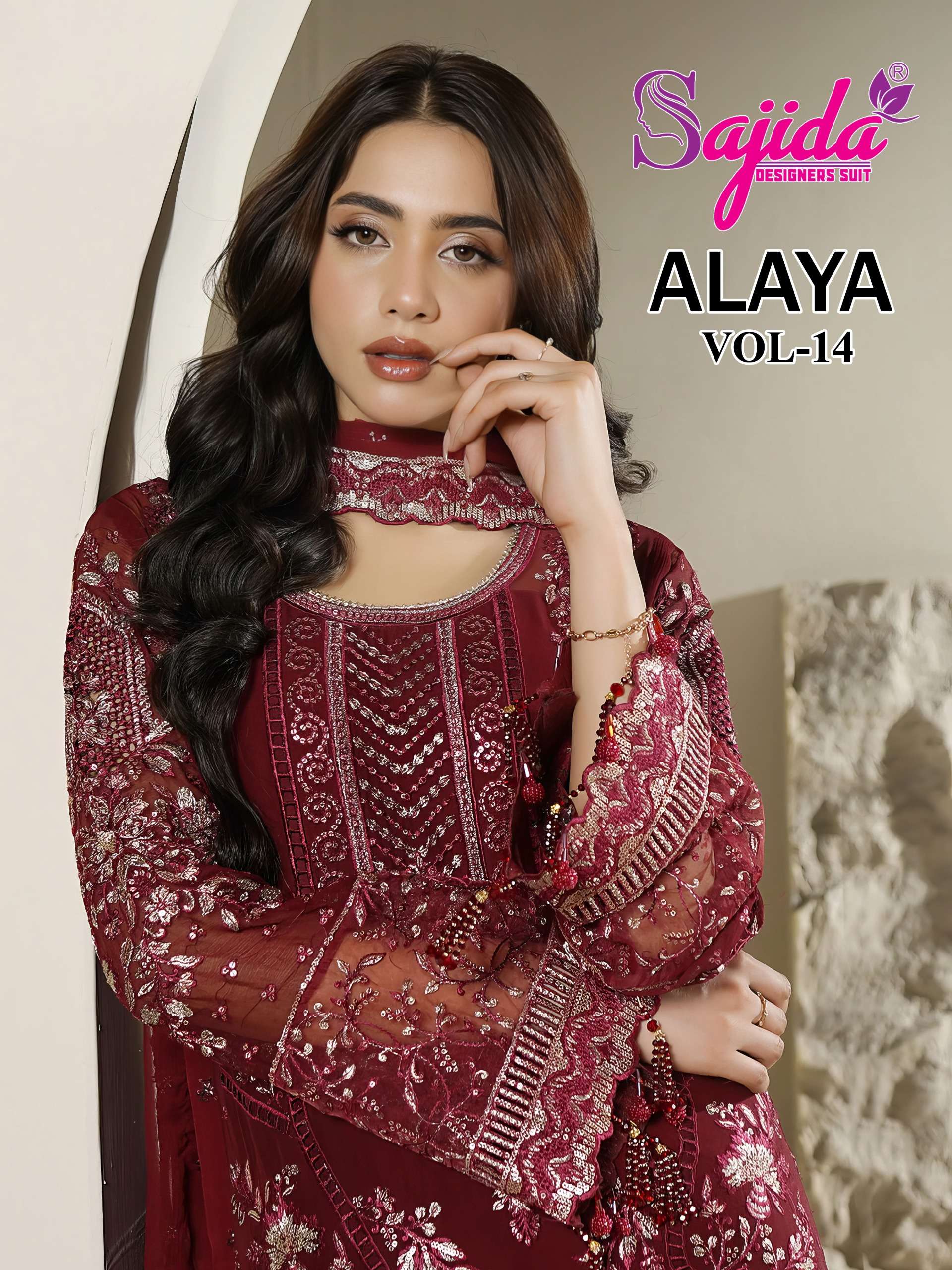 SAJIDA DESIGNER SUIT ALAYA VOL 14 GEORGETTE HEAVY DESIGN SUIT LIKE PAKISTANI CONCEPT EXPORTER