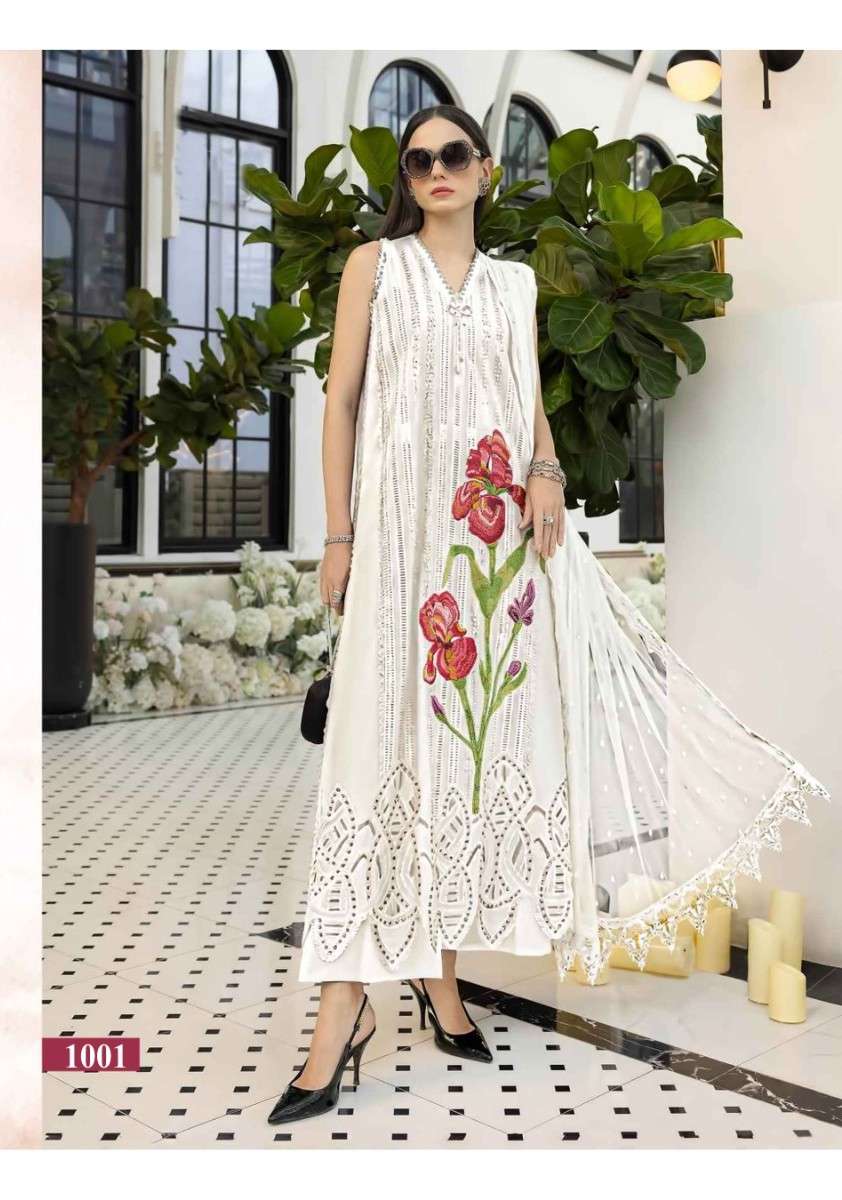 SANIYA TRENDZ NX MARIYA ULTRA LUXURY COLLECTION VOL 2 1001 TO 1002 COTTON WITH CHIKANKARI WORK SUIT UNSTITCH BUY