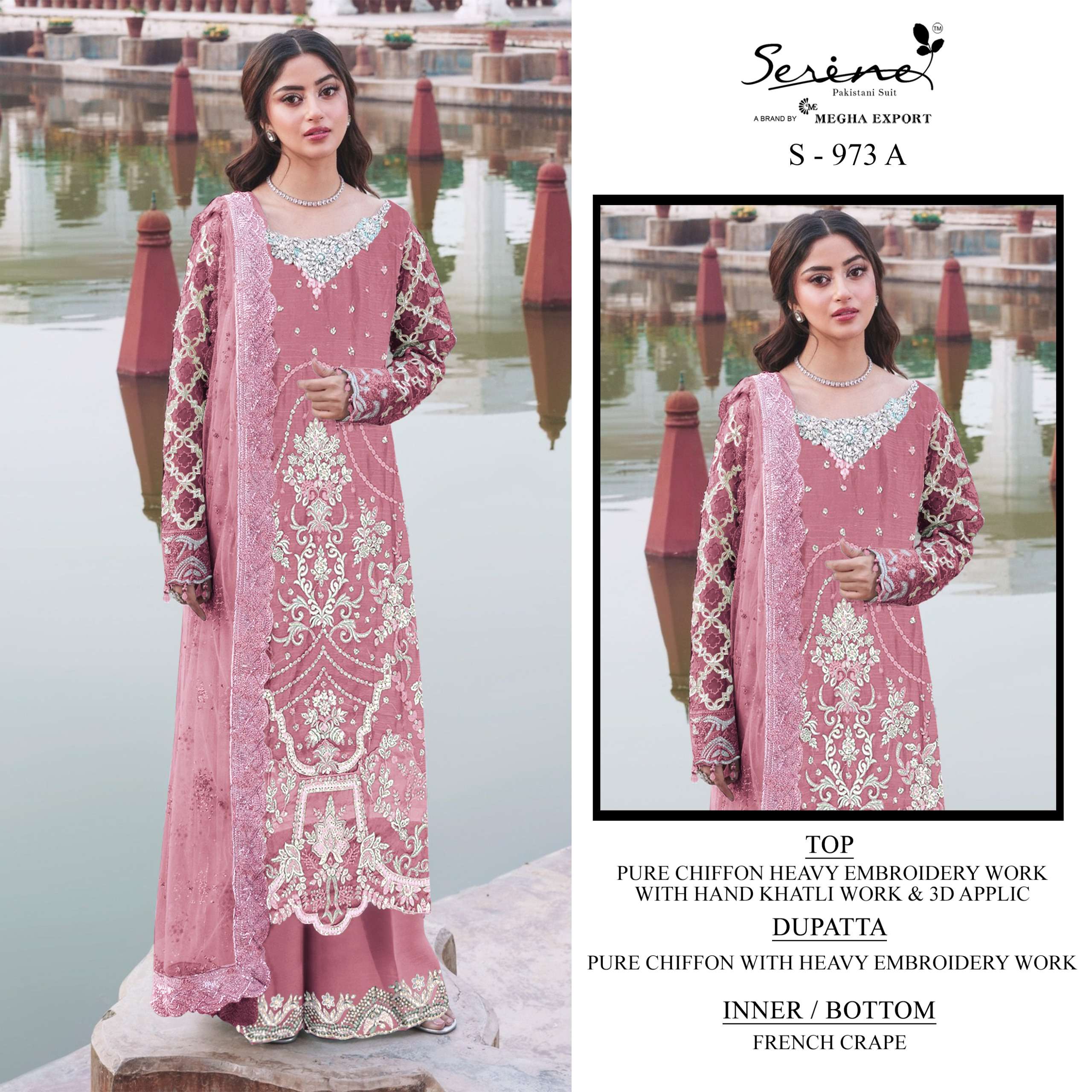 SERINE S 973 CHIFFON HEAVY EMBROIDERED LONG PAKISTANI SUIT F...
