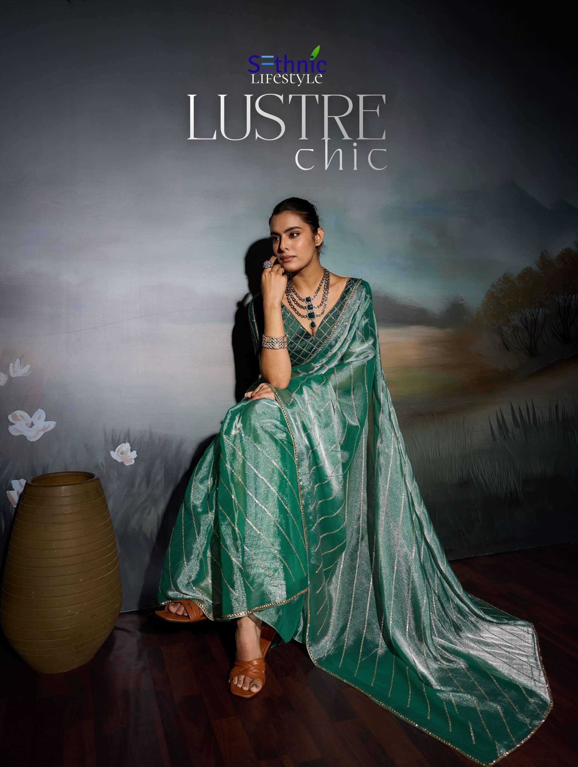 Sethnic Lifestyle Luster chic 141001 141004 super soft textured Grainy Moss Chiffon fancy fabric wholesale in surat