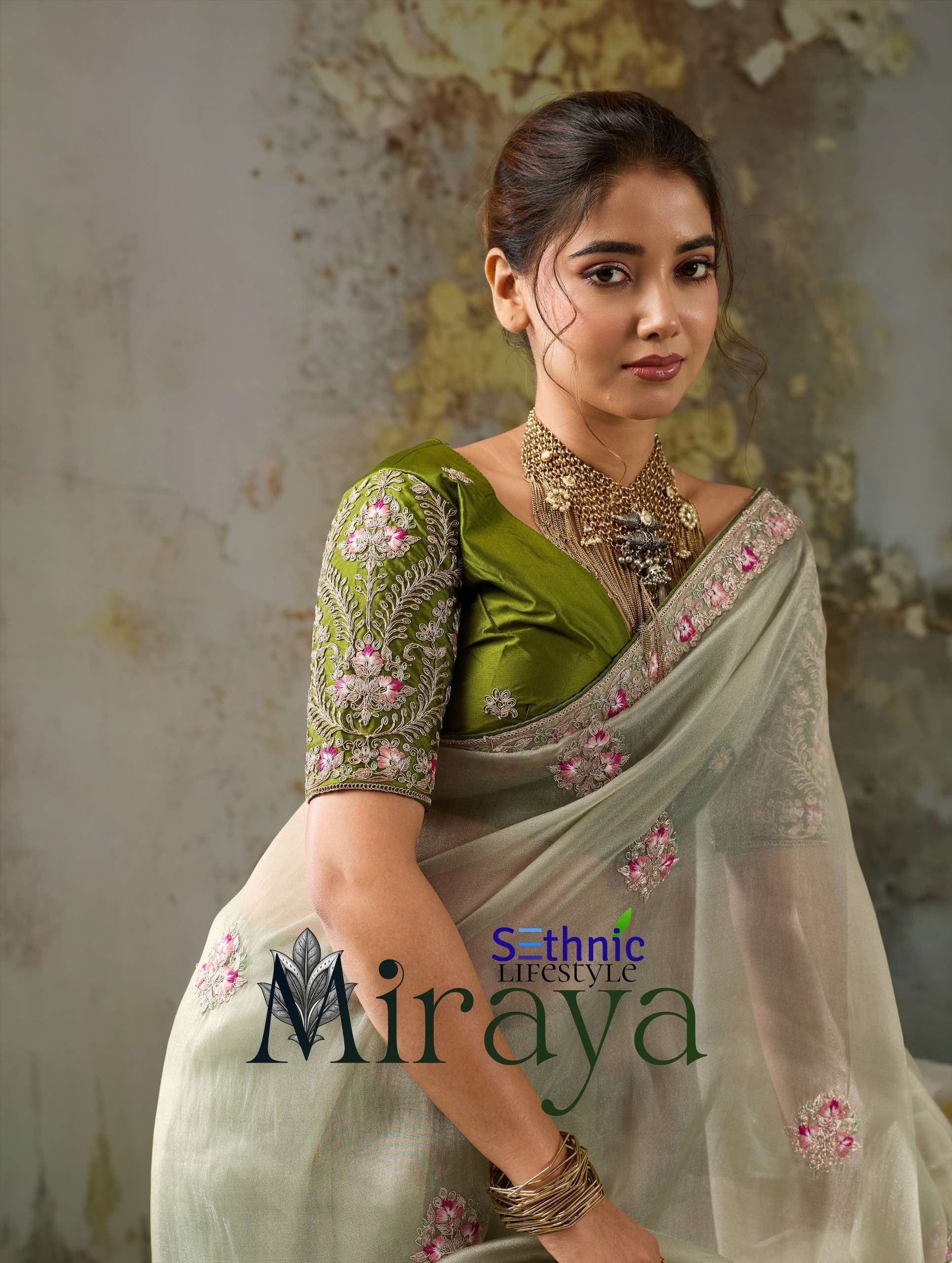 Sethnic Lifestyle Miraya beautiful and mind fresh Metallic Tissue fabric  Saree wholesale in surat 