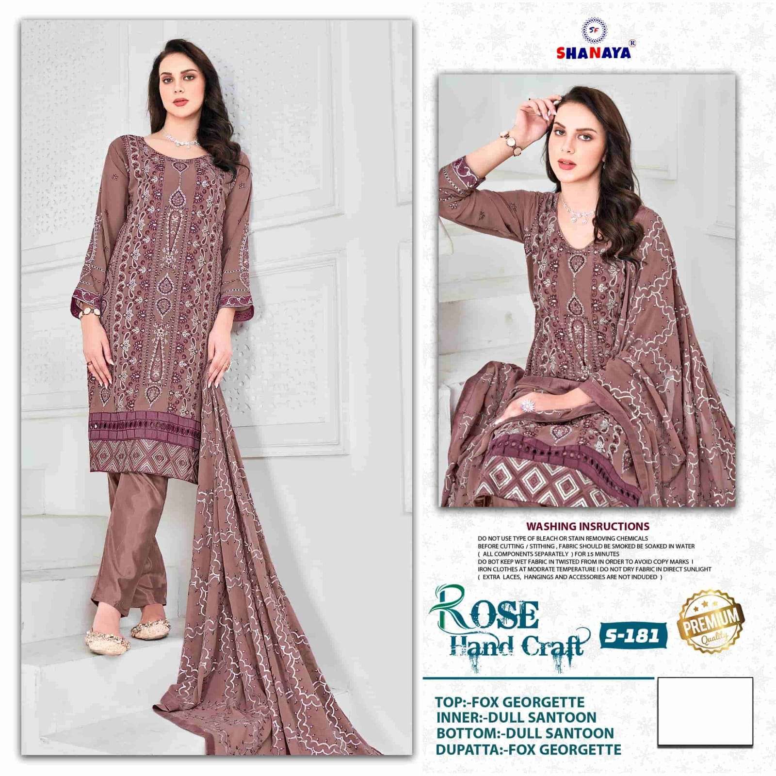 SHANAYA ROSE HAND CRAFT S 181 GEORGETTE EMBROIDERY PAKISTANI DRESS TREND EID OUTFIT BUY