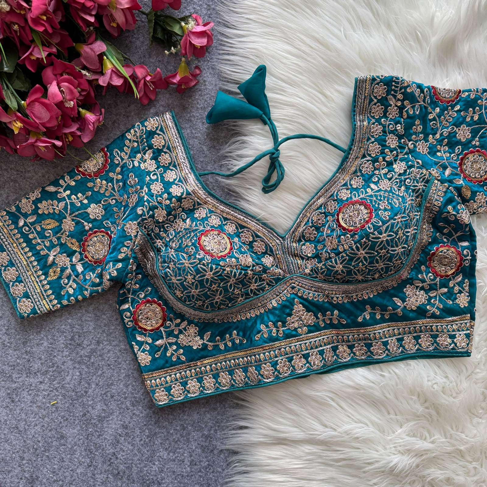 Shivani Heavy and Pure Space Silk fancy fabric with Heavy Embroidery work on blouse wholesale in surat