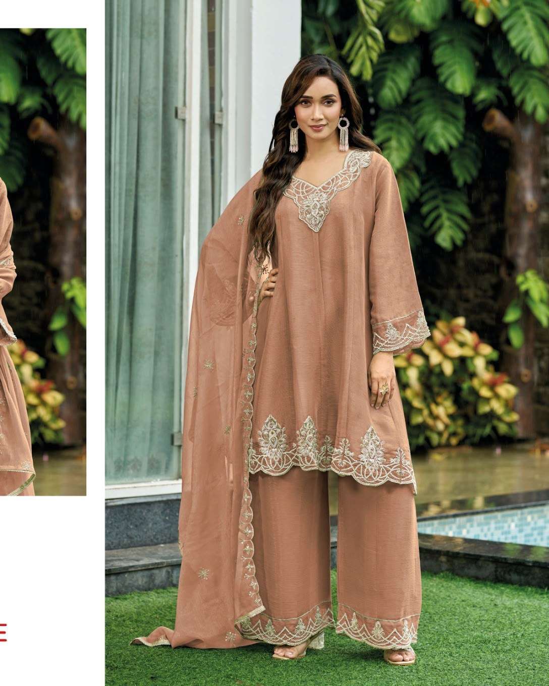 SHREE FABS 2686 PAPLON STYLE ZARKAN WORK KURTI PALAZZO SUIT WEDDING CLOTHING GUJARAT