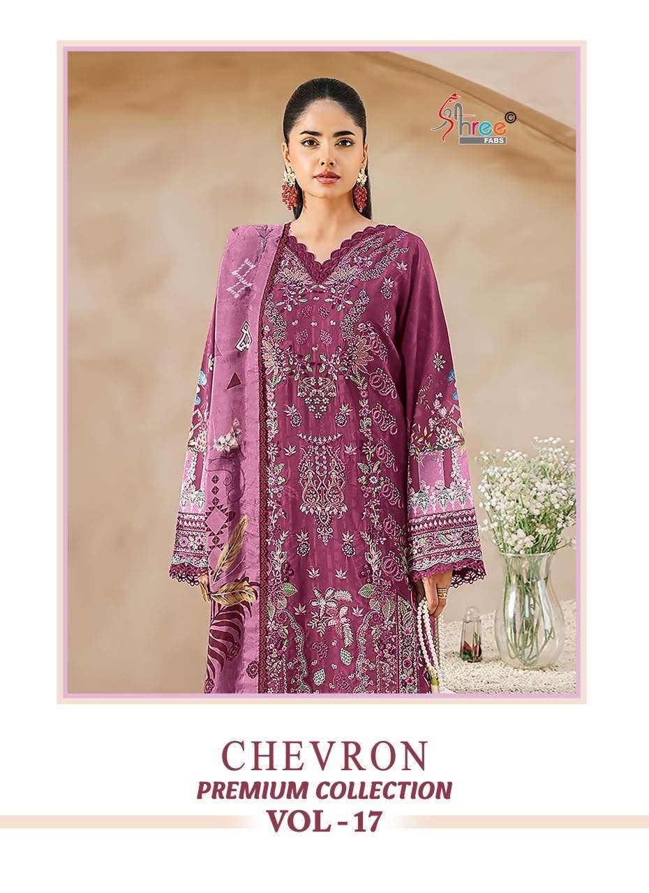 SHREE FABS CHEVRON PREMIUM COLLECTION VOL 17 COTTON WITH SELF EMBROIDERY SUIT PAKISTANI SHOP 