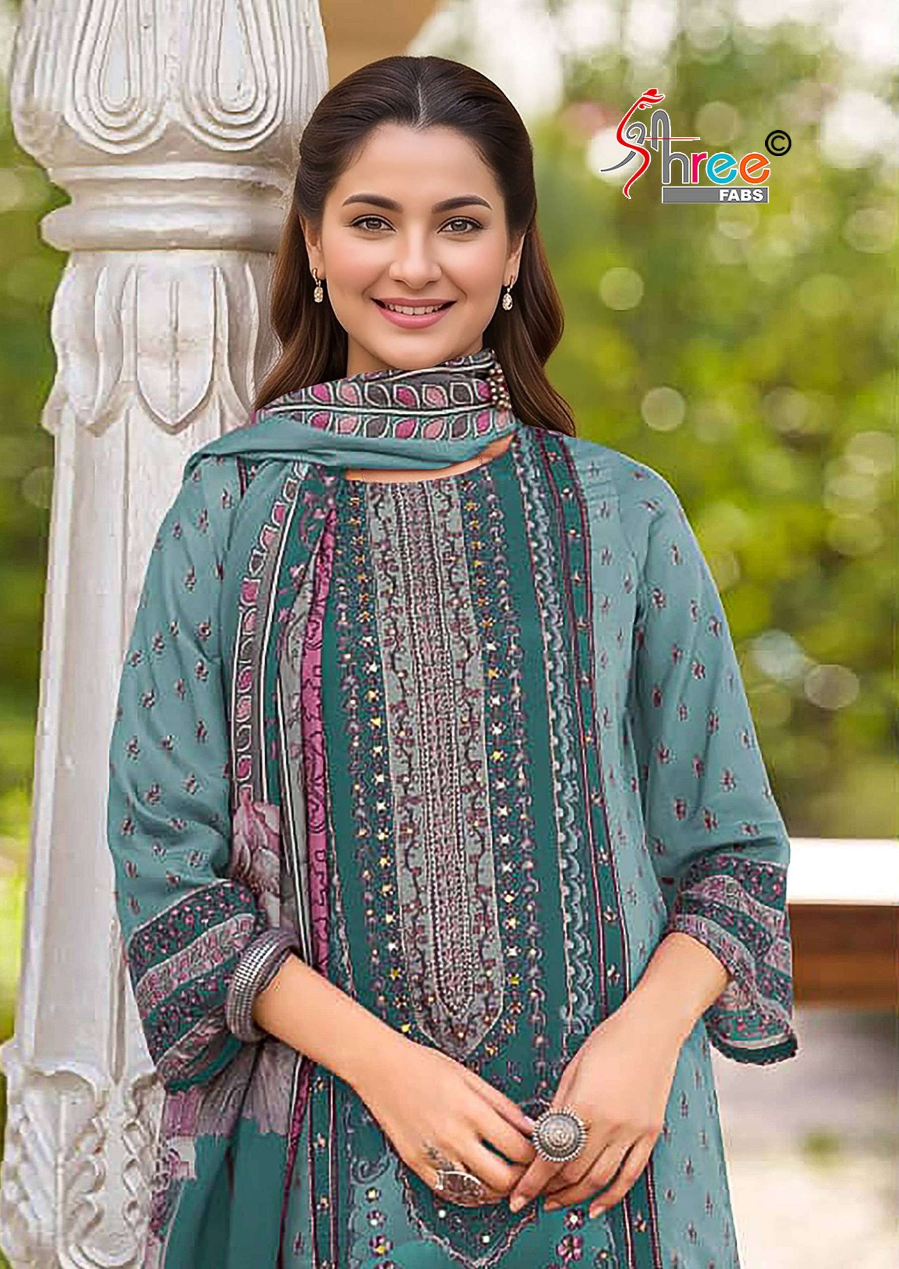 SHREE FABS KT 406 MASLIN DIGITAL PRINT AARI WORK SALWAR KAMEEZ UNSTITCH RETAILER