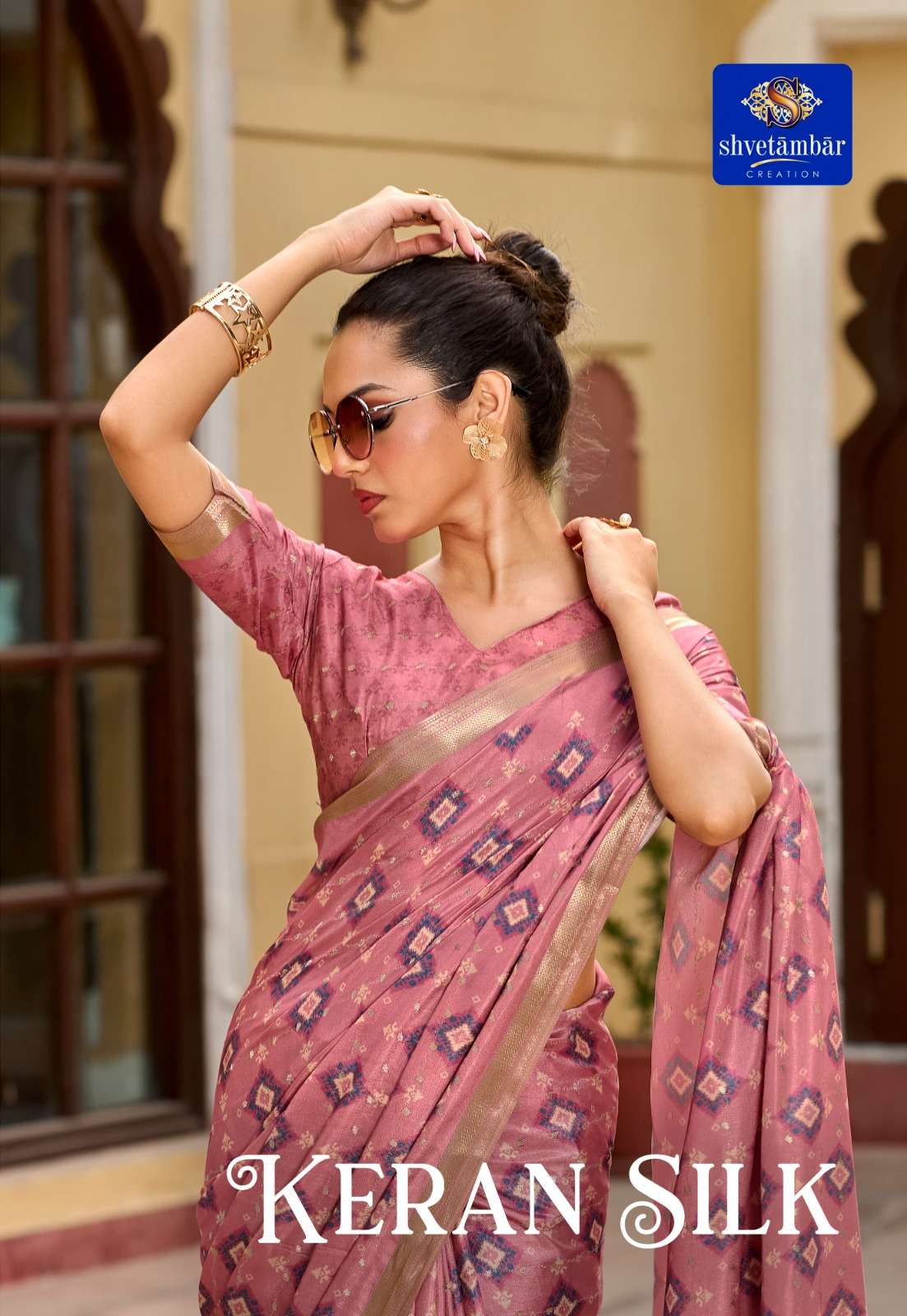 SHVETAMBAR KERAN SILK SOFT AND PURE SILK KERAN FANCY FABRIC SAREE WHOLESALE IN  SURAT