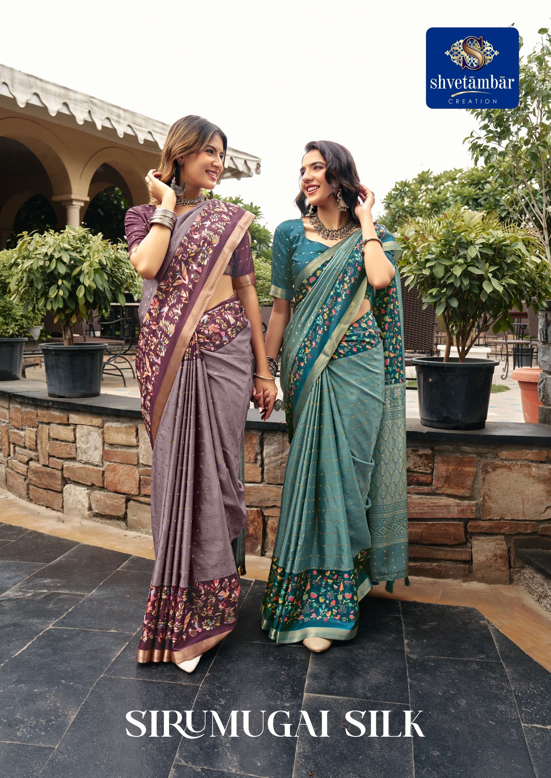 SHVETAMBAR SIRUMUGAI SILK FANCY FABRIC WITH SOFT SILK KALAMKARI PRINT ON SAREE WHOELSALE IN SURAT