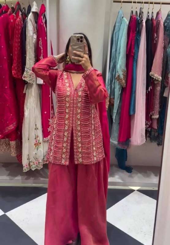 SIMER SILK WITH EMBROIDERY TOP PALAZZO AND DUPATTA FESTIVAL WEAR MD 3068