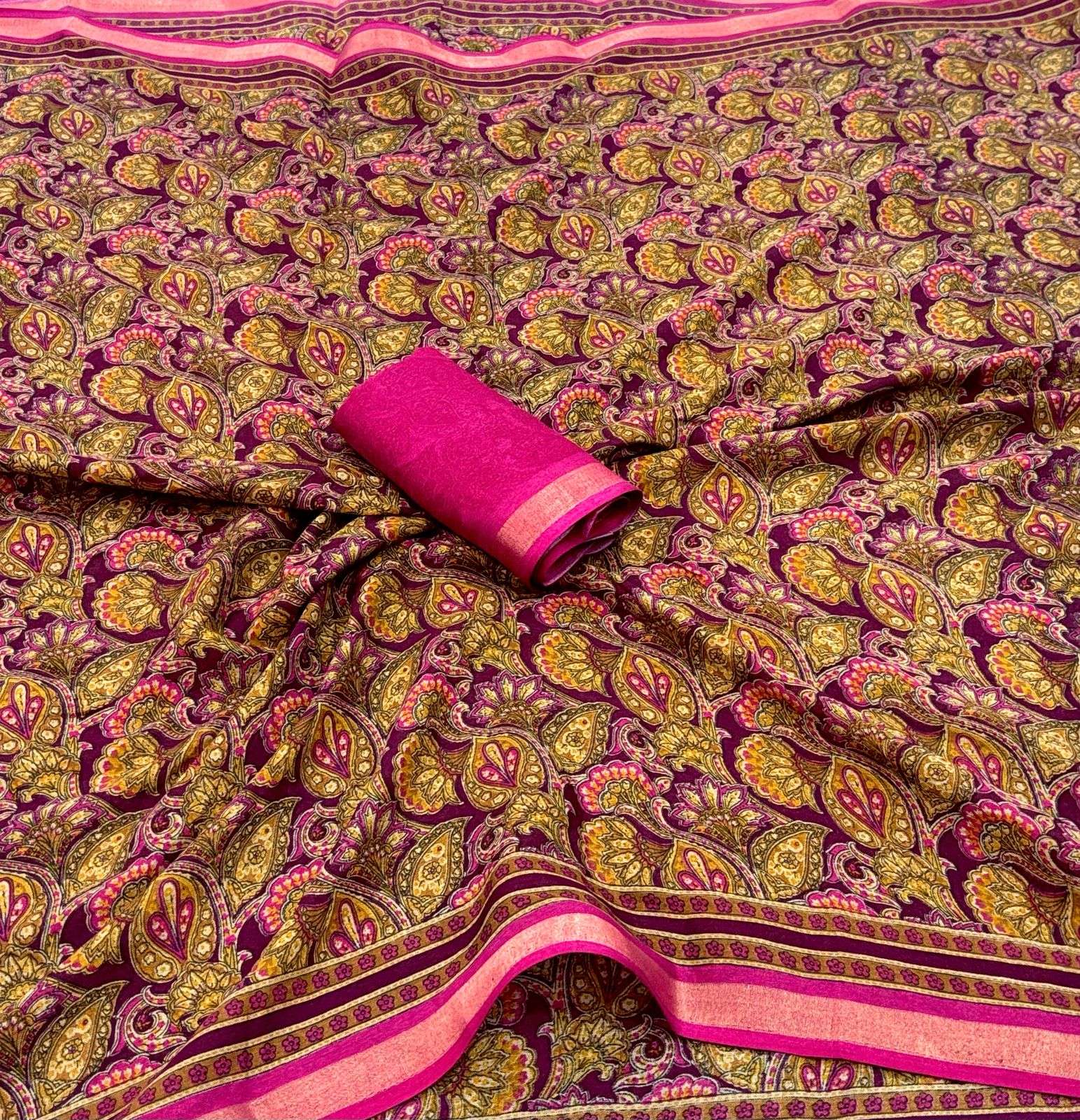 Soft and Malai cotton fabric with beautiful Arjak print on saree wholesale in surat