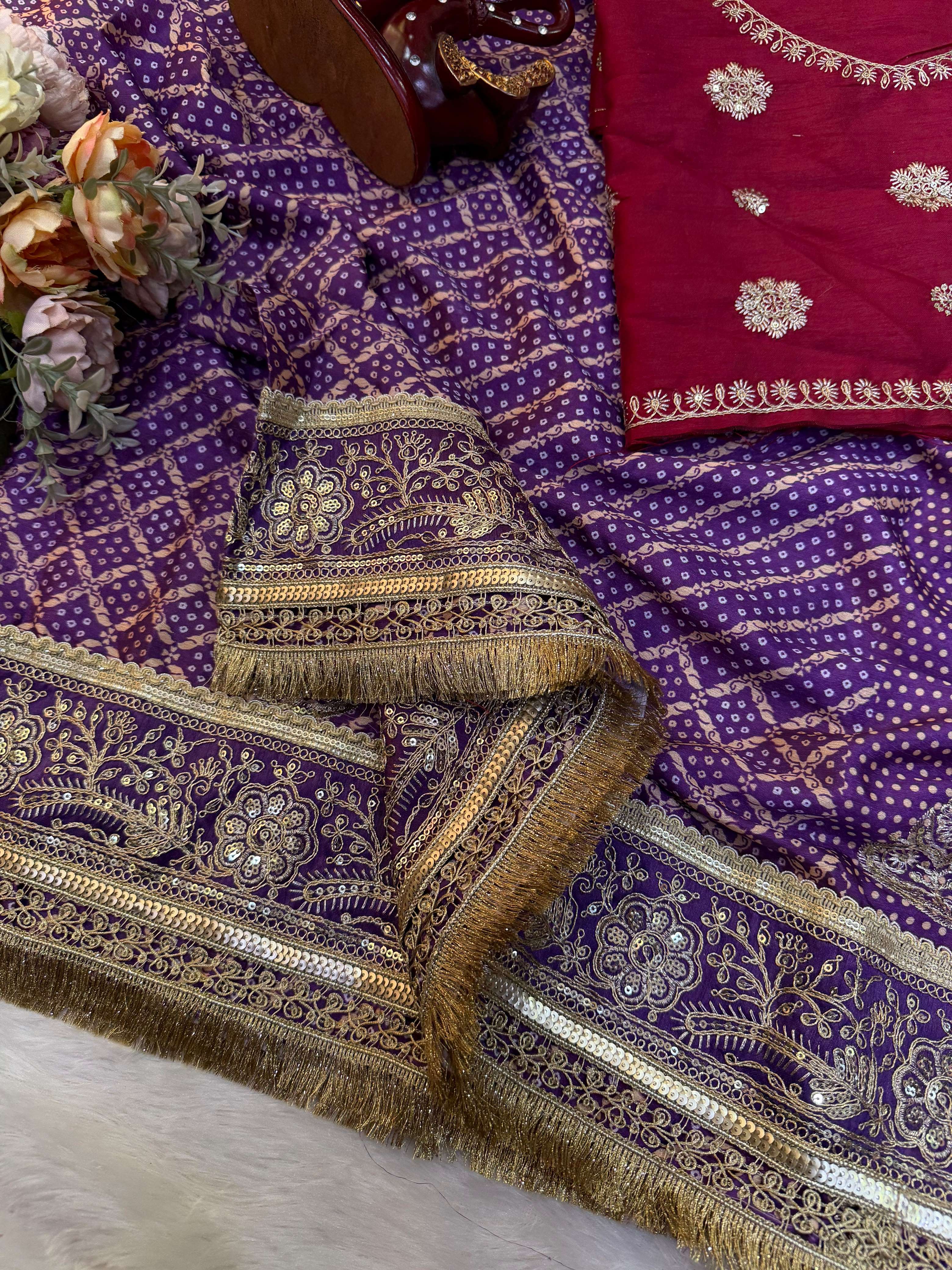  Soft and pure Chinnon Silk fabric with beautiful print on sare wholesale in surat 5633